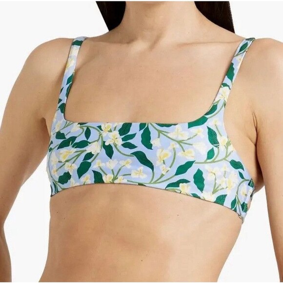 Agua By Agua Bendita Bikini Top Havana Dos Gardenias Celeste Blue Floral Swim L - Picture 1 of 11